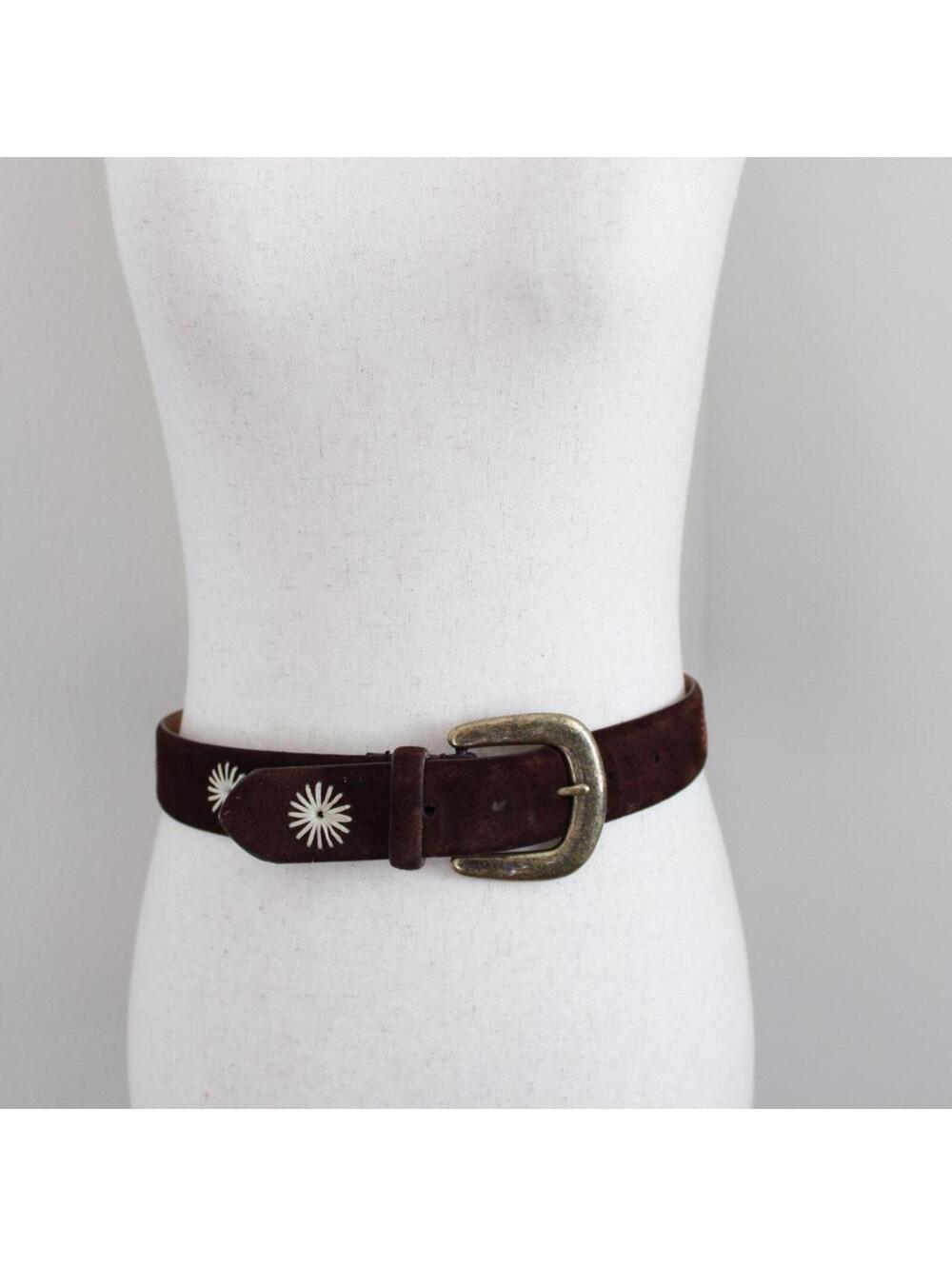 Chocolate brown suede leather belt. Size small